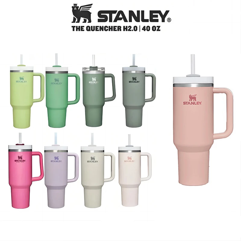 Original Stanley 40oz/1.1L Quengher H2.0 Tumbler With Straw Lids Stainless  Steel Coffee Termos Cup Car Mugs vacuum cup