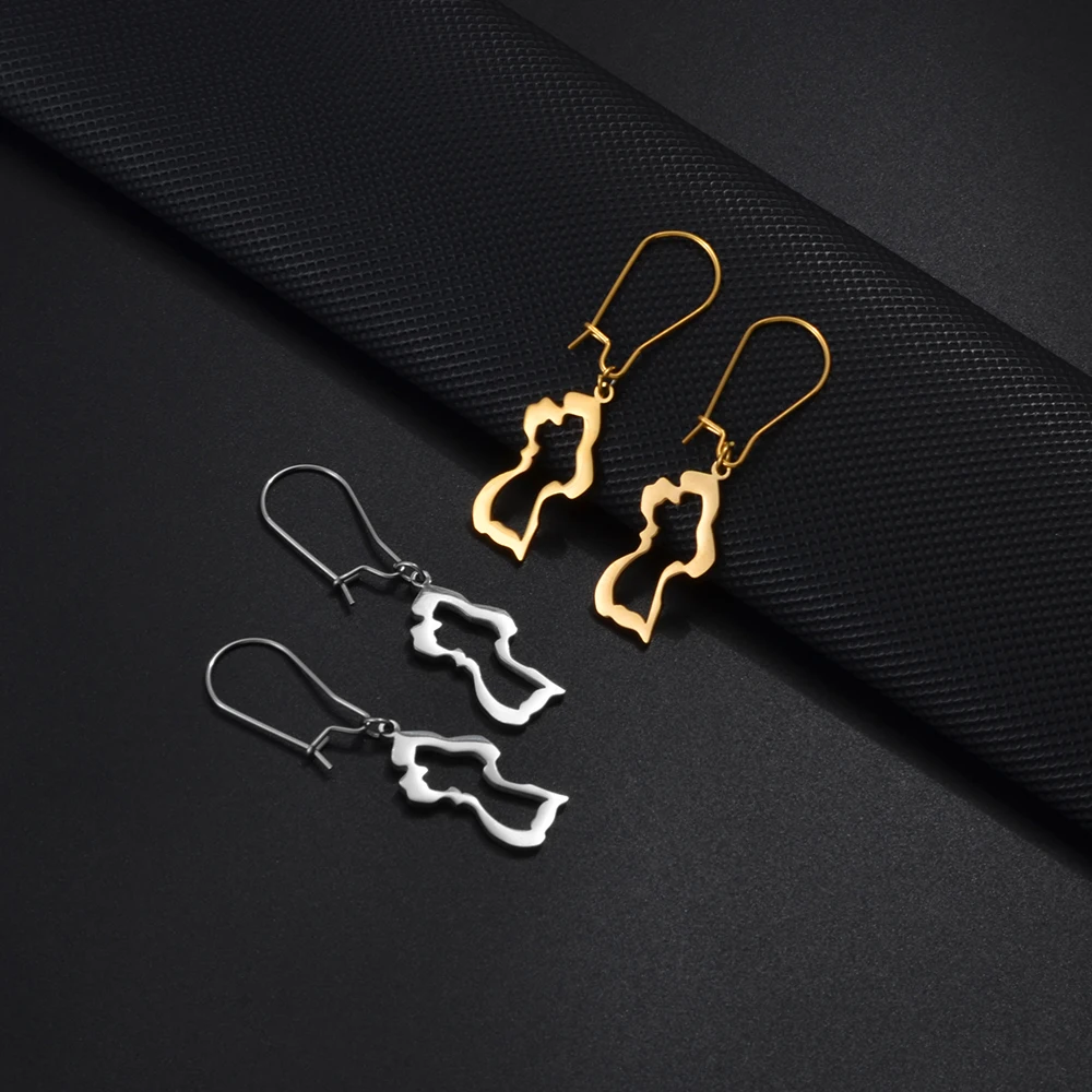 Anniyo 2025 Guyana Map Earrings for Women Girls Christmas and New Year Gifts Stainless Steel Jewelry #005262 2