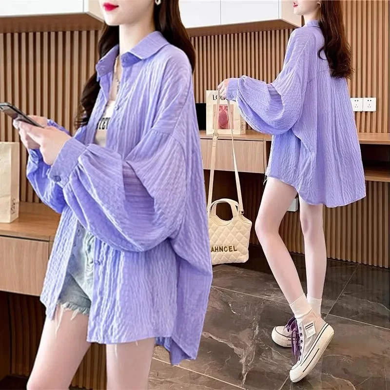 

Sunscreen Jacket Women 2024 Summer New Shirt Design Feeling Outwear Loose Sun Protection Clothing Coat Lazy Wind Thin Female Top