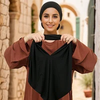 Fashion Solid Modal Jersey Hijab Instant Hijab Scarf For Muslim Woman Hijab Ladies Casual Wraps Islamic Headband Turban 68*68cm 2