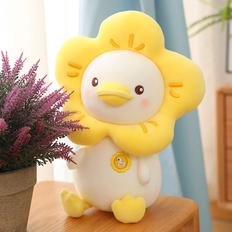 20/30/40cm Cute Flower Duck Plush Toy Lovely Stuffed Animals Plushies Doll Anime Soft Kids Toys for Girls Gift Kawaii Room Decor multi size flower candle round square drill diamond painting 30 40cm