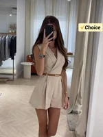 Summer Fashion New Women's Lapel Suit Jumpsuit OL Professional Commuting Women's Office Style Shorts Formal Jumpsuit - Image 6
