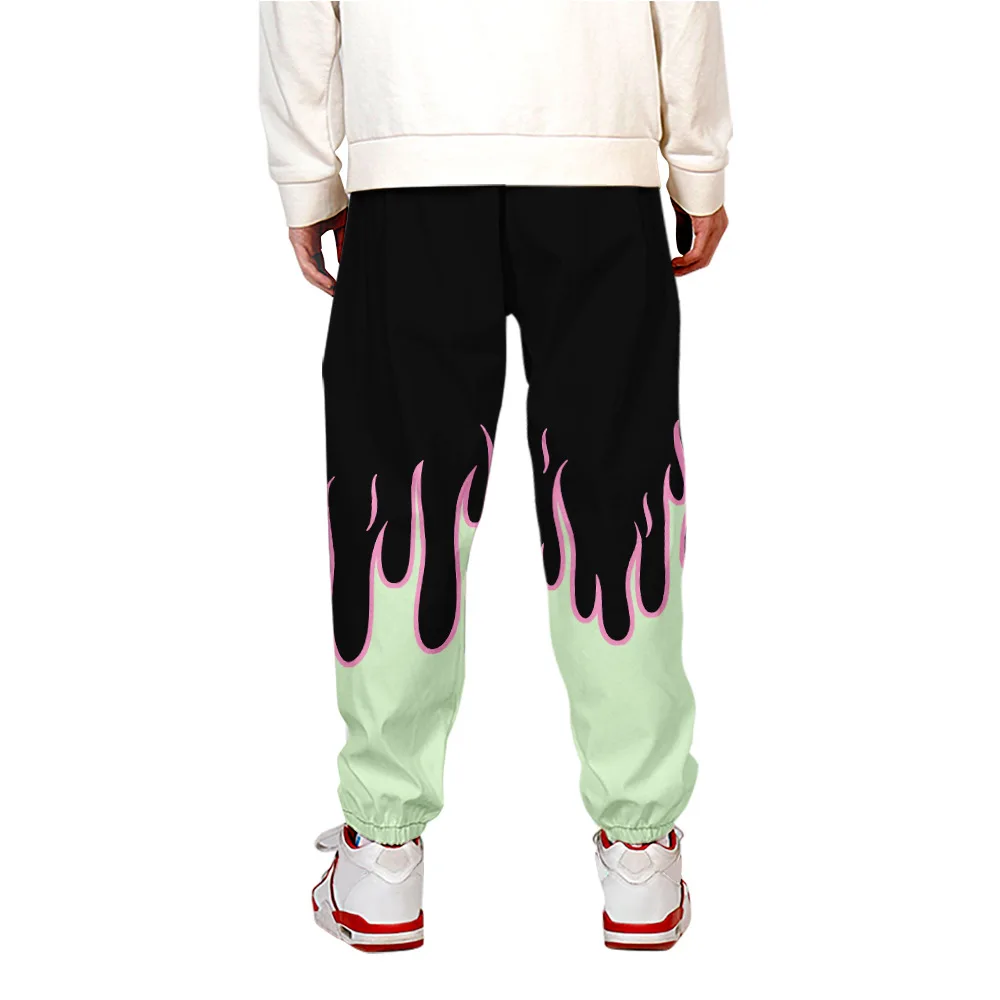 New 3D Print Red and yellow flame Sweatpants Women/Men Fitness Joggers Spring High Street Anime Trousers Fashion Pantst