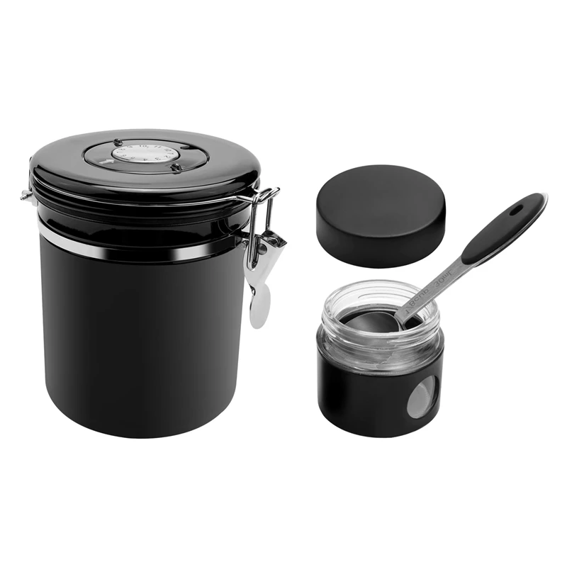 

Airtight Coffee Canister,1.5L Vacuum Sealed Container With Cantilever Lid,CO2-Release Valve,Measuring Scoop,Travel Jar