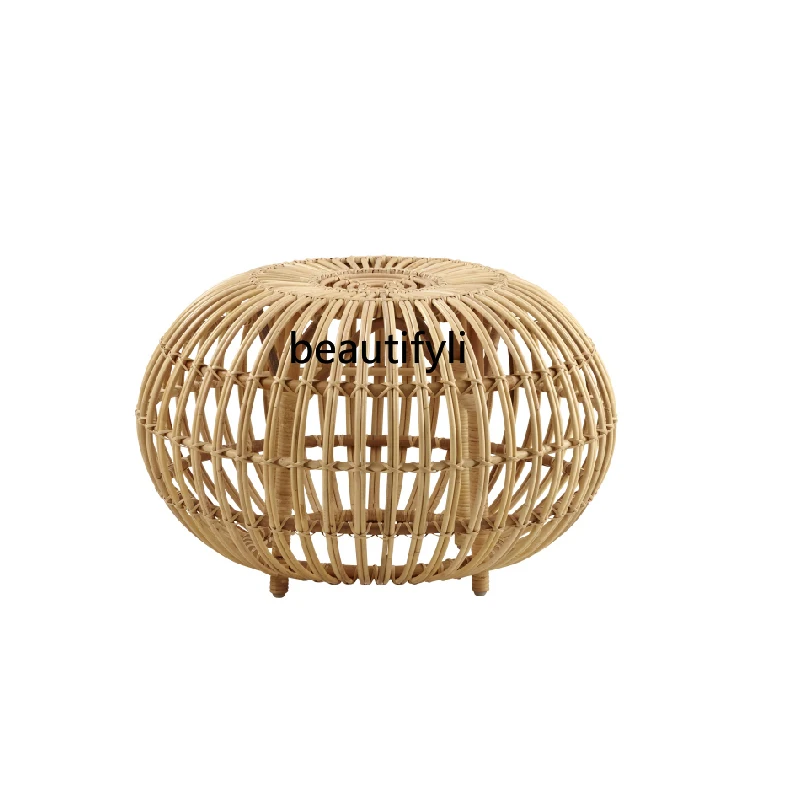 

zq INS Rattan Size round Coffee Table Side Simple Modern Living Room Bedroom Japanese Tatami