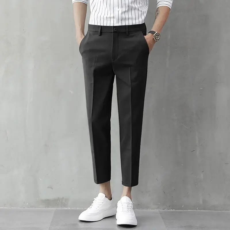 2024 Spring Summer Sagging Sensation Trousers Appear Thin Straight Cylinder Smart Casual Self Cultivation Simplicity Men's Pants