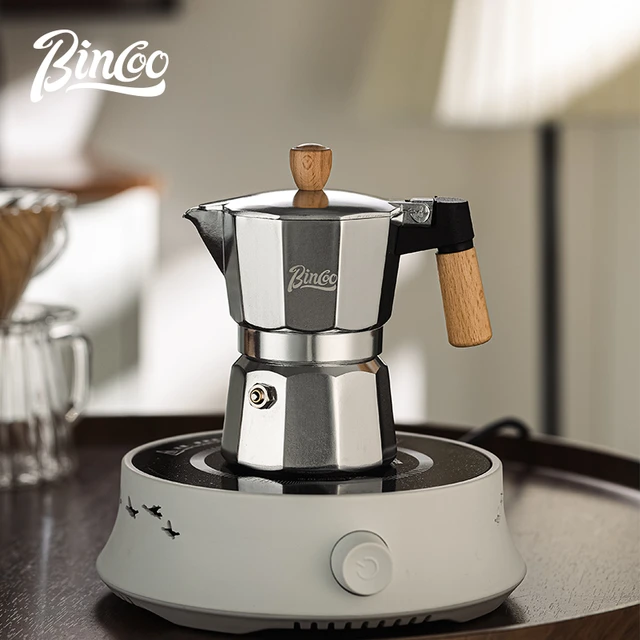 Bincoo 120ML/2 Cup Stovetop Espresso Maker Double Valve Moka Pot with  Thermostat Extractor,Italian Espresso Moka Pot with Powder Dispenser and  Filter