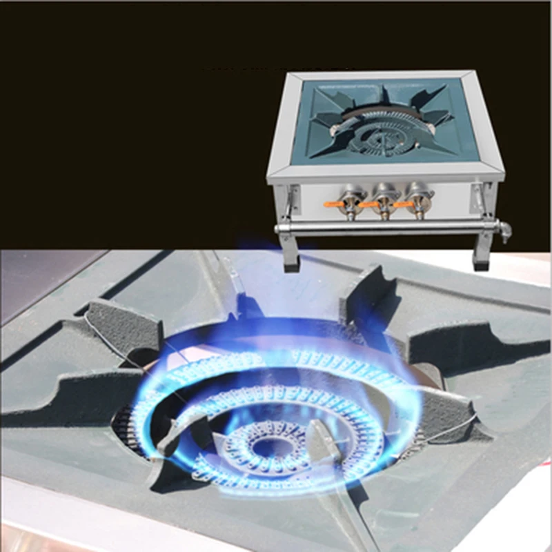 Commercial Camping Gas Stove Cooktop Hob Single Gaskocher Stainless Steel Dual-cooker Cooktops Energy-saving Cooking Equipment