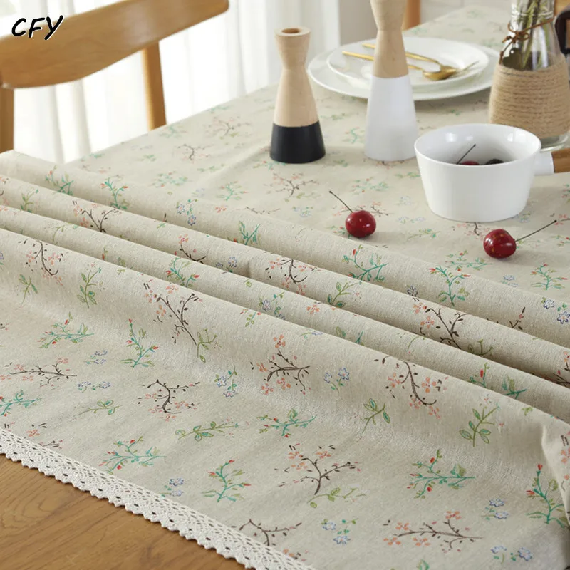 Small Floral Cotton Linen Pastoral Rectangular Table Cloth Kitchen Table Map Towel Dining Table Cloth Tablecloth Decoration