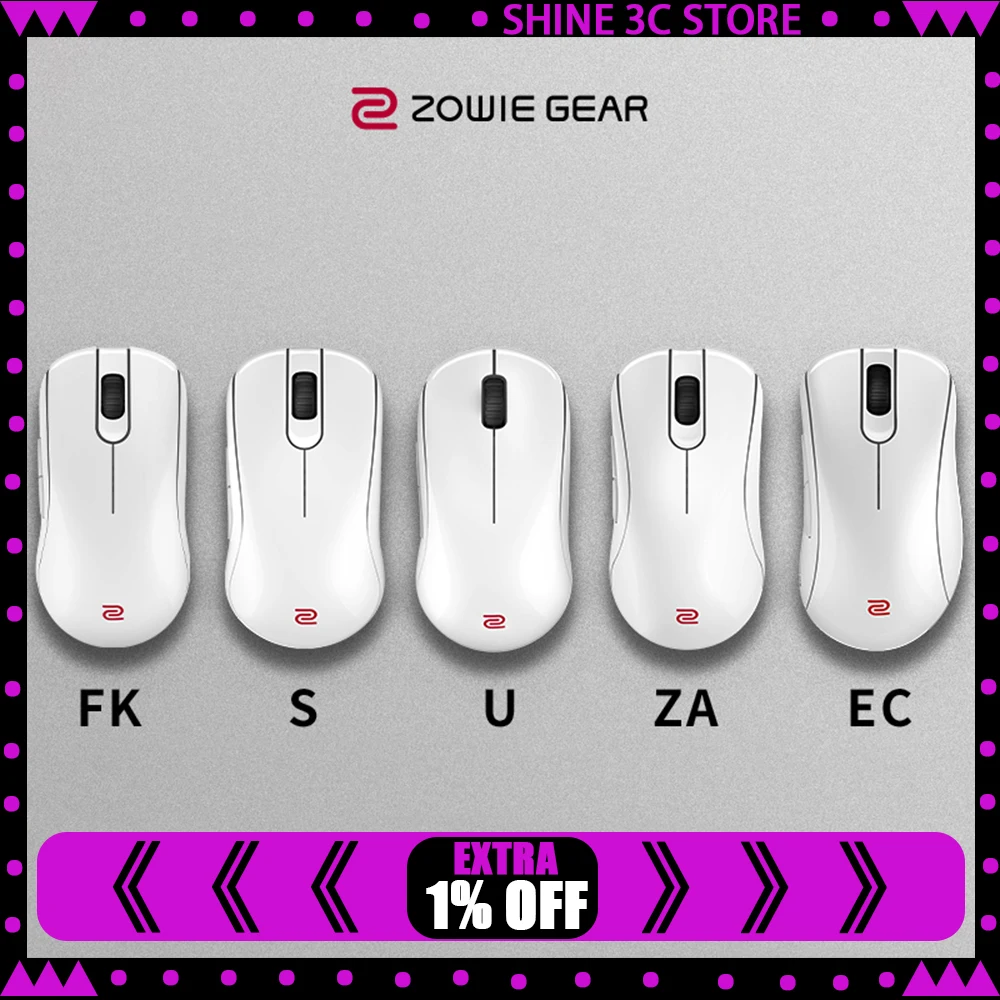 ZOWIE GEAR U2/EC/S/FK/ZA-DW 화이트 마우스 듀얼 모드 무선 마우스 Paw3950 4000Hz 폴링 레이트 게이밍 마우스 PC 액세서리
