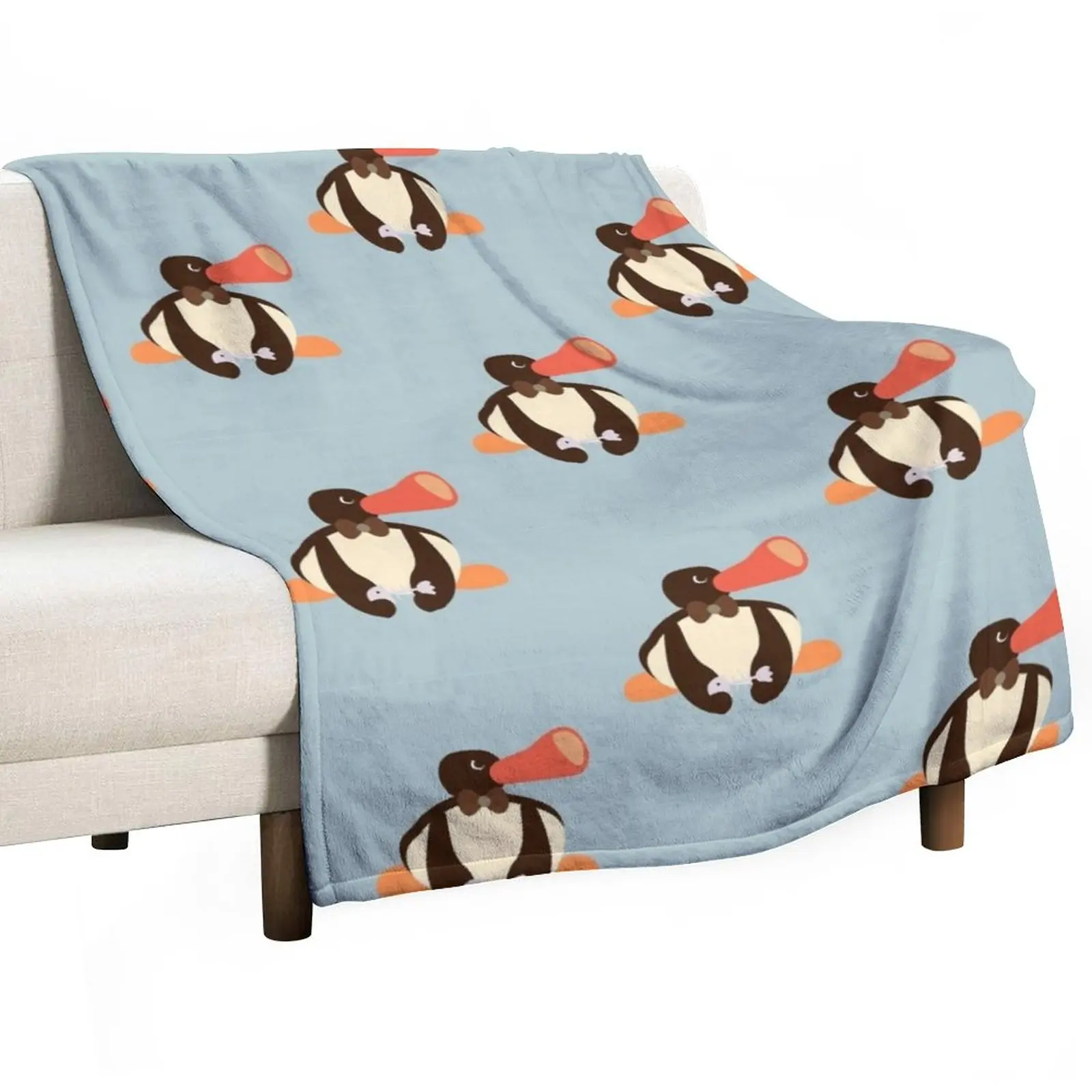 

angry pingu with fishbone and bowtie noot noot Throw Blanket Summer Blanket Kid'S Blanket Personalized Gift Picnic Blanket