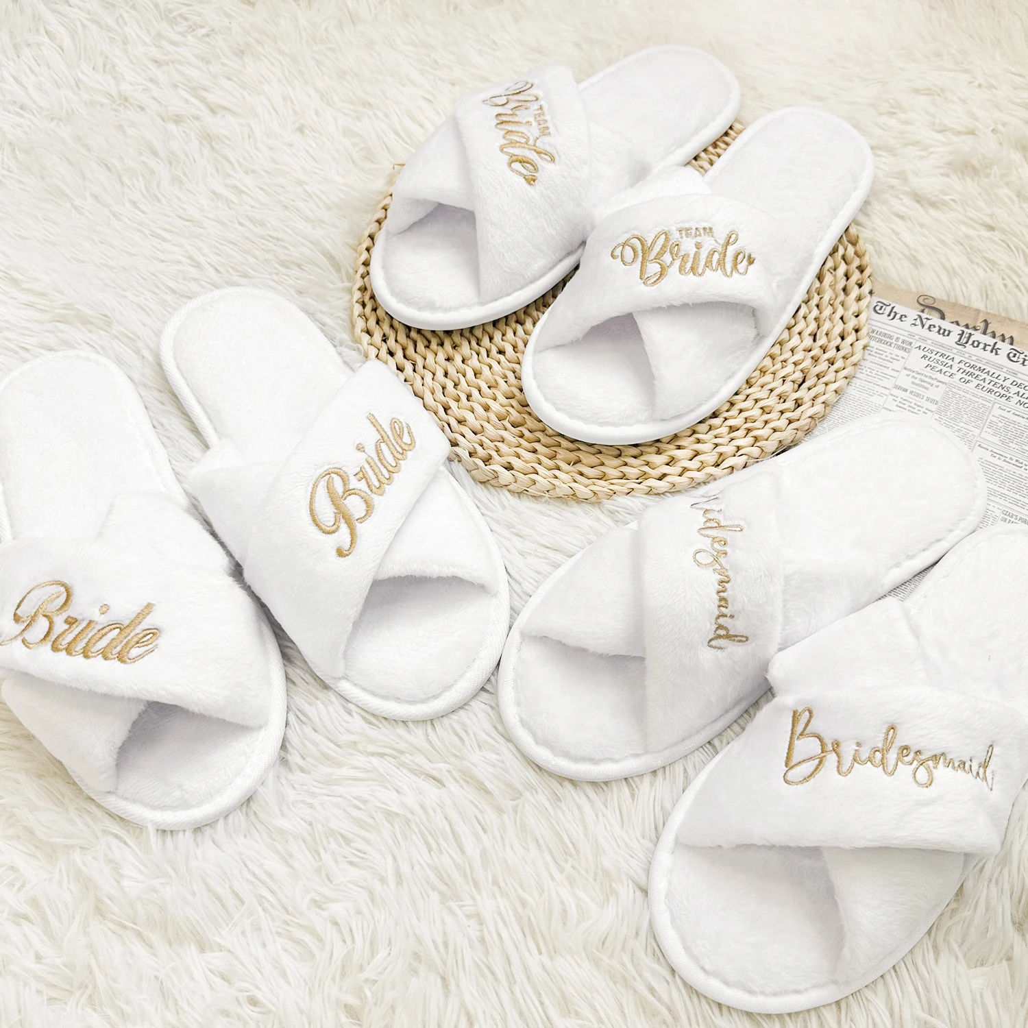 Wedding Party Guests Home Slip-on Letter Print Shoes Bride And Bachelorettes Bridal Party Cross Strap Slippers women slippers indoor shoes