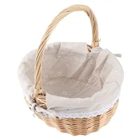 Rattan Storage Basket Hand Made Oval Picnic Storage Basket for Indoor Outdoor 28x26x20cm 4