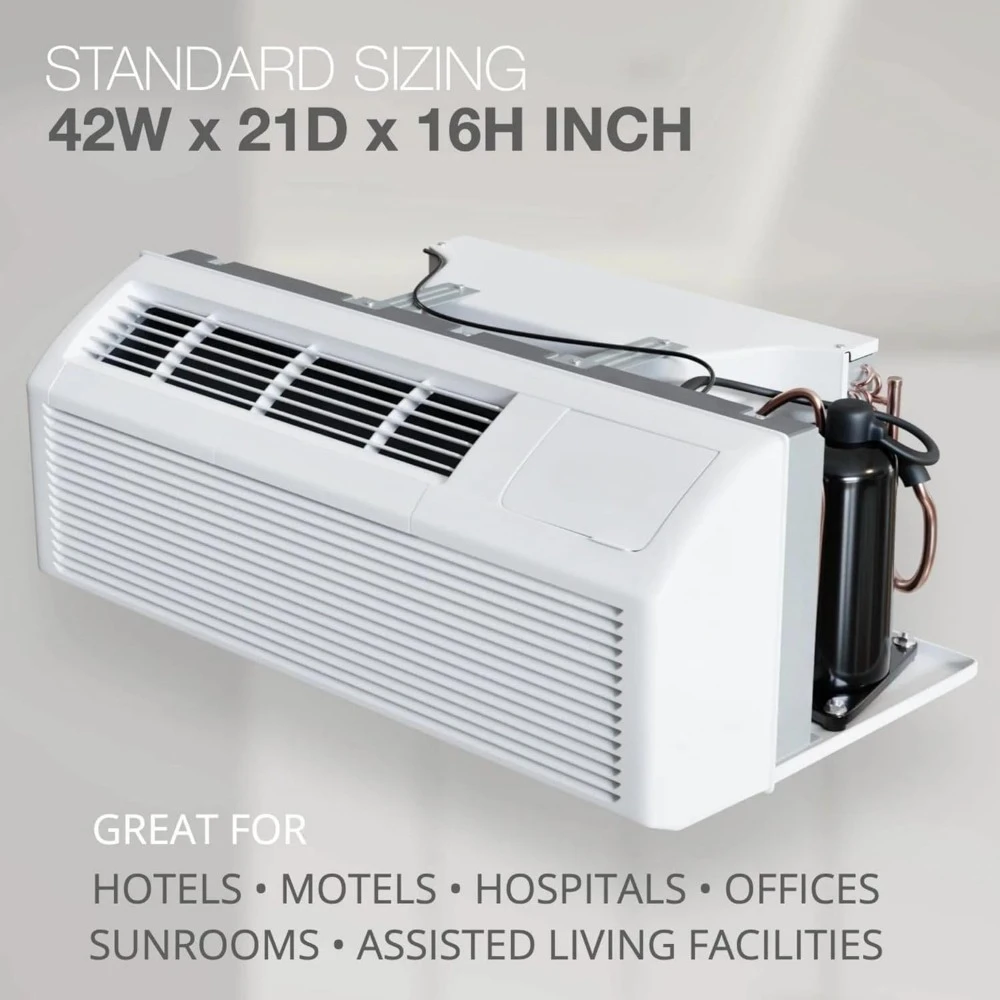 15,000 BTU Packaged Terminal A/C with Heat Pump and 3.5 kW Electric Heater Including Wireless Smart Kit, Remote Controller, 3