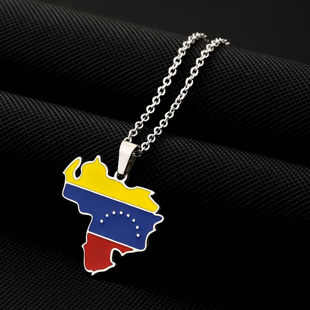 Venezuela Map Pendant Necklace - Stainless Steel Trendy Jewelry Gift For Women (Silver Tone) - View #13