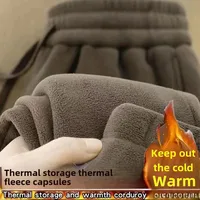 Double-Sided Zippered Fleece Pants For Men Thickened Winter Warm Sweatpants Casual Loose Fit Outerwear Trousers