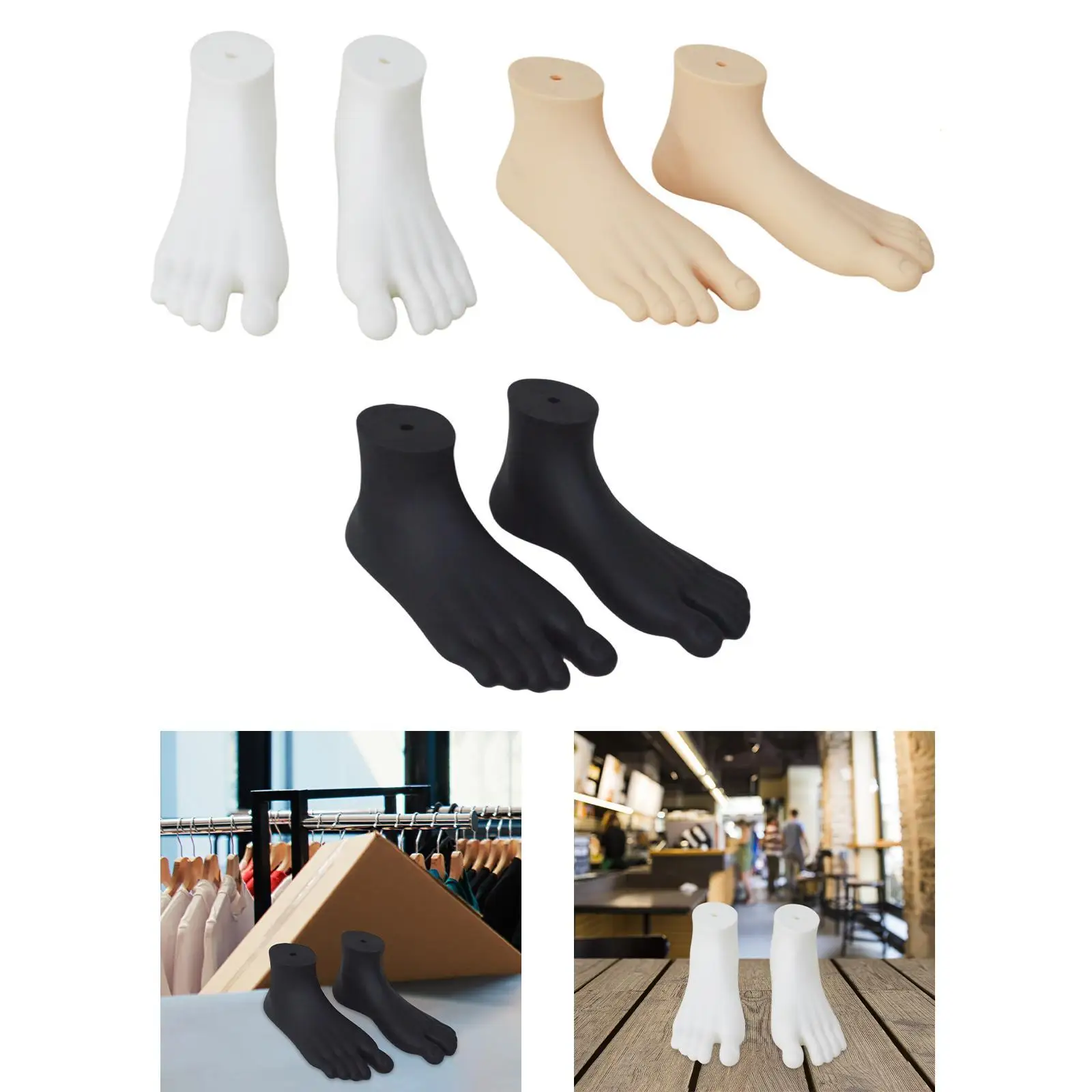 2 Pieces Mannequin Foot Display Model Lifelike Home Foot Forms Sandal Photography Props Showcase Malls Stockings Manikin Feet