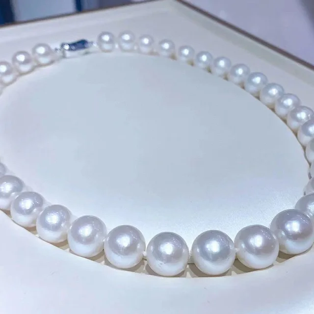 Huge Charming 18"11-12mm Natural South Sea Genuine White Round Pearl Necklace Free Shipping Women Jewelry Pearl Necklace 3