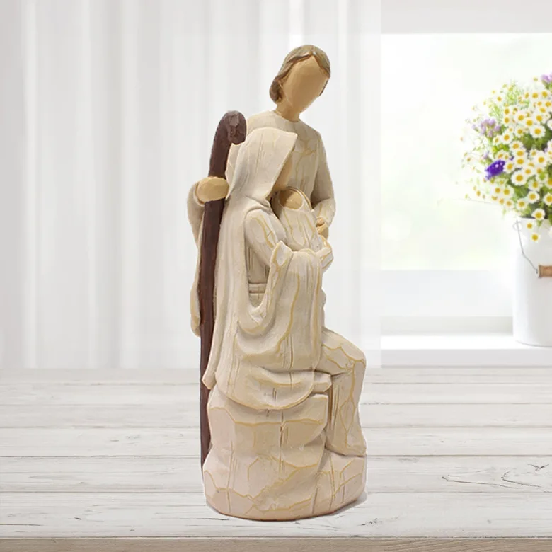Description Picture 6 of itemResin Nativity Statue Holy Family Jesus Our Lady of Mary Figurine Catholic Birth of Christ Manger Group Christmas Decoration