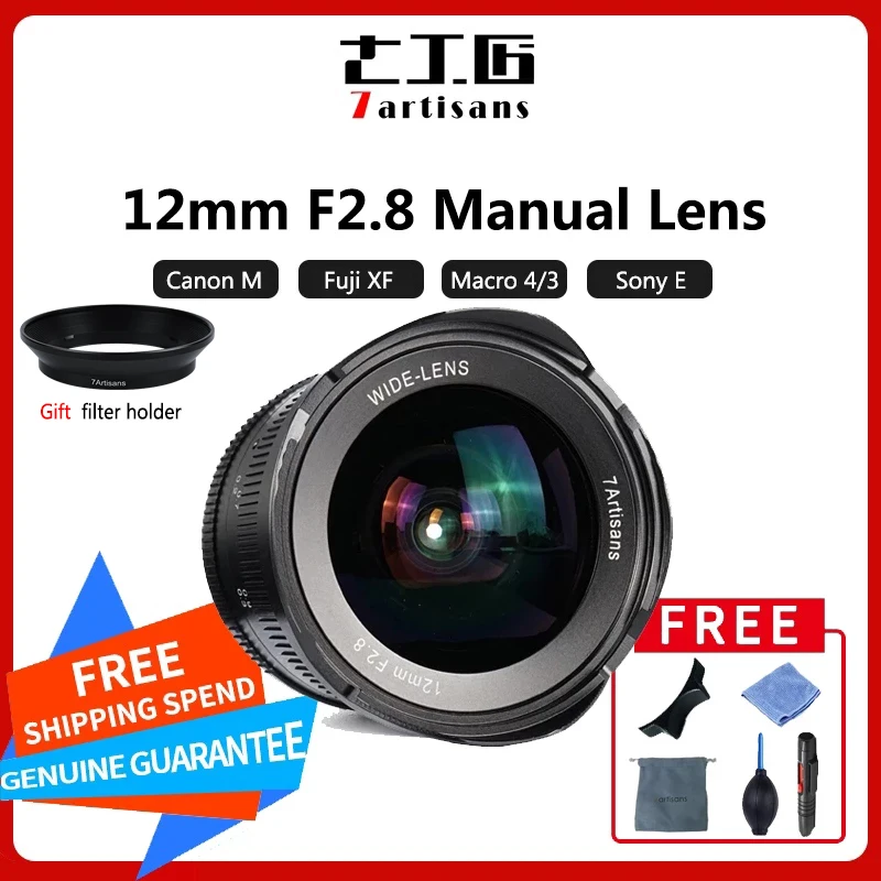 7 Artigiani 12Mm F2.8 Lente Mf Prime Ultra Grandangolare Per Sony E Fuji Xf Canon Eos-M Macro 4/3 A6500 A6300 A9C Nex-C3 M6 7 Artigiani