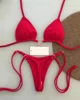 Sexy Halter Solid color Bikini Set Women's Swimsuit Two-piece Triangle Thong Swimwear Bathing Suit Brazilian Biquinis 1