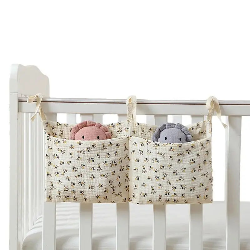 

2 Pockets Portable Baby Crib Storage Bag Nappy Organizer Multifunctional Newborn Bed Headboard Diaper Bag For Kids Baby Items