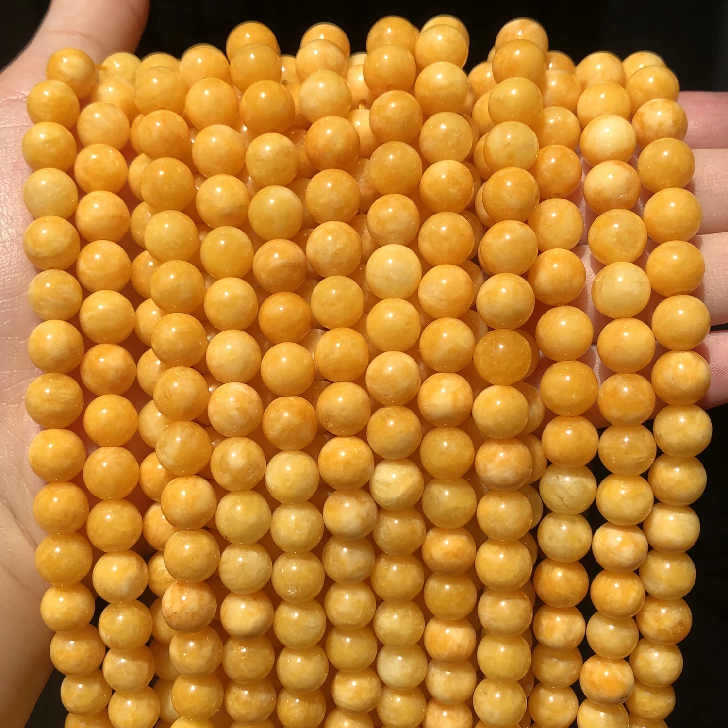 6 8 10 12mm Yellow Beeswax Jades Chalcedony Stone Beads Natural Round