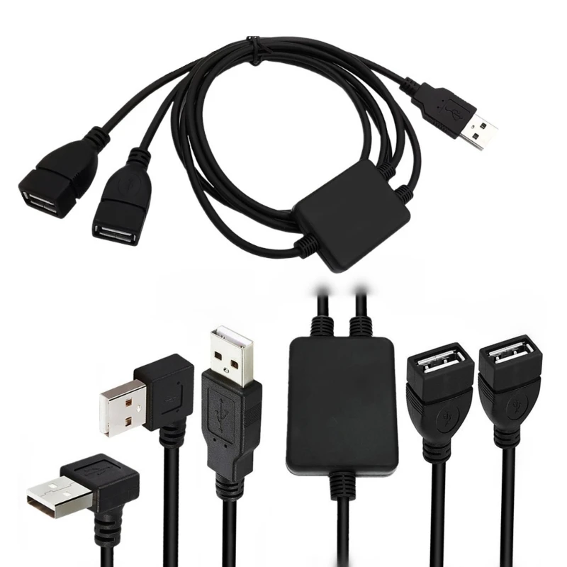 

Y-Shaped USB2.0 Cable Straight Plug with Double Charging & Data Ports for Keyboard Mouse Fans & USB Lights 100cm/40inch