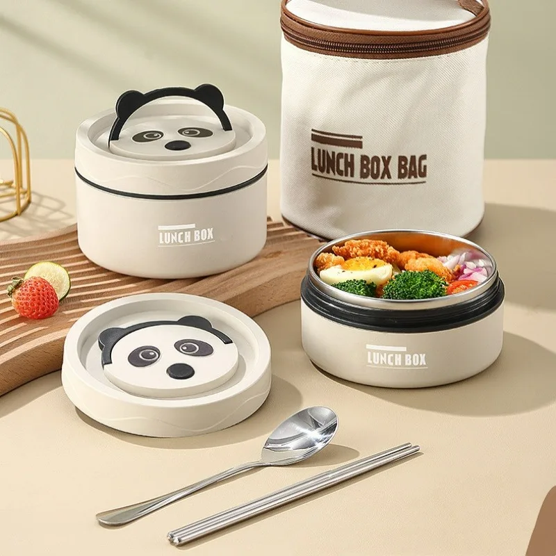 스테인레스 스틸 커트레이 도시락, 쌀 보온, 휴대용 대용량 작업 가능, 전자 레인지 도시락, 1 개 