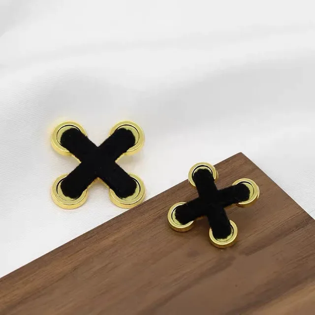 Flocking Buttons 6Pcs Retro Flocking X-shaped Metal Button DIY Coat Button Decorative