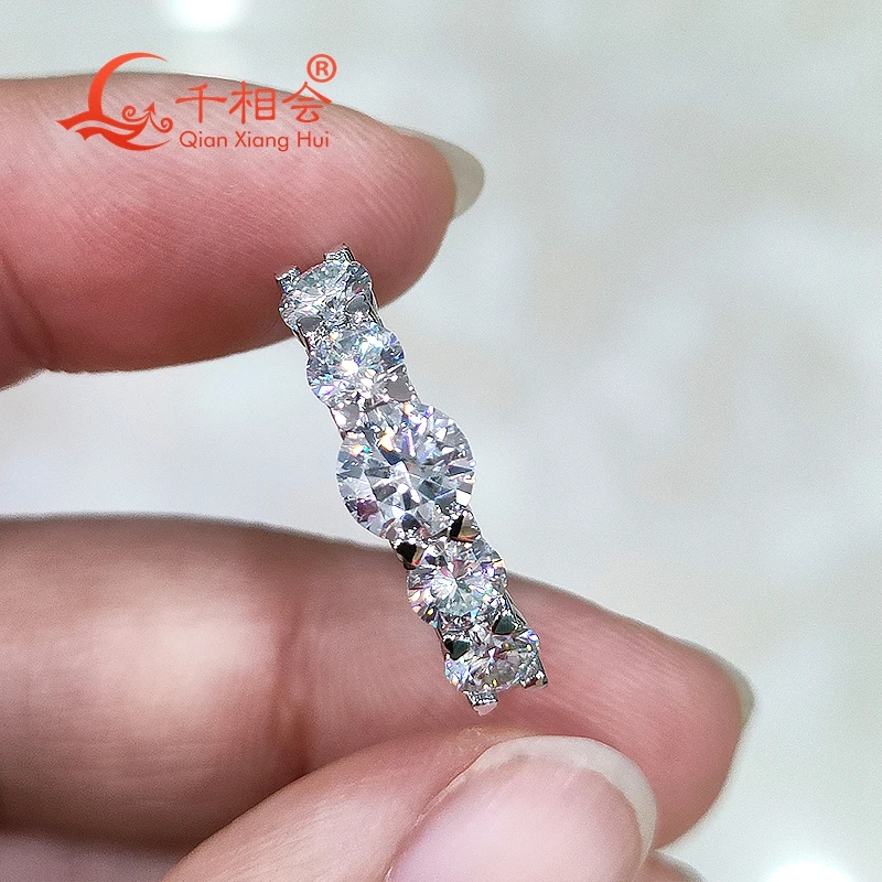 5.5mm main stone 4mm  round shape 925 Silver D VVS Moissanite Ring Men women Diamonds jewelry  wedding datting gift fine Jewelry