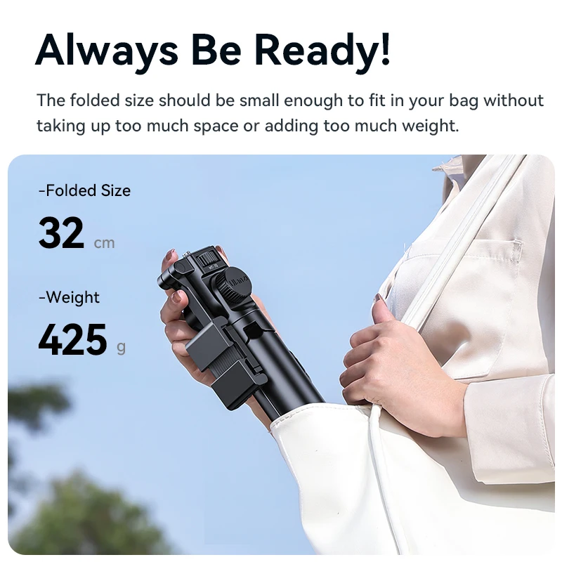 Ulanzi MT-70 Selfie Stick Tripod with Remote Control 360° Rotation Portrait Landscape for phone photograph Livestreaming vlog