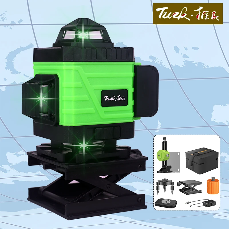 TUZK3D4D360GreenLightLaserLevel81216LineHorizontalVertical