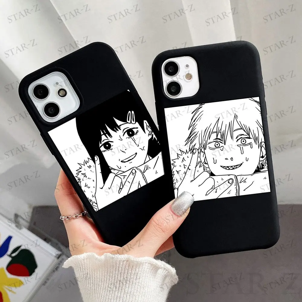 Horror Anime Chainsaw Man Denji Makima Soft Black Phone Case for Apple