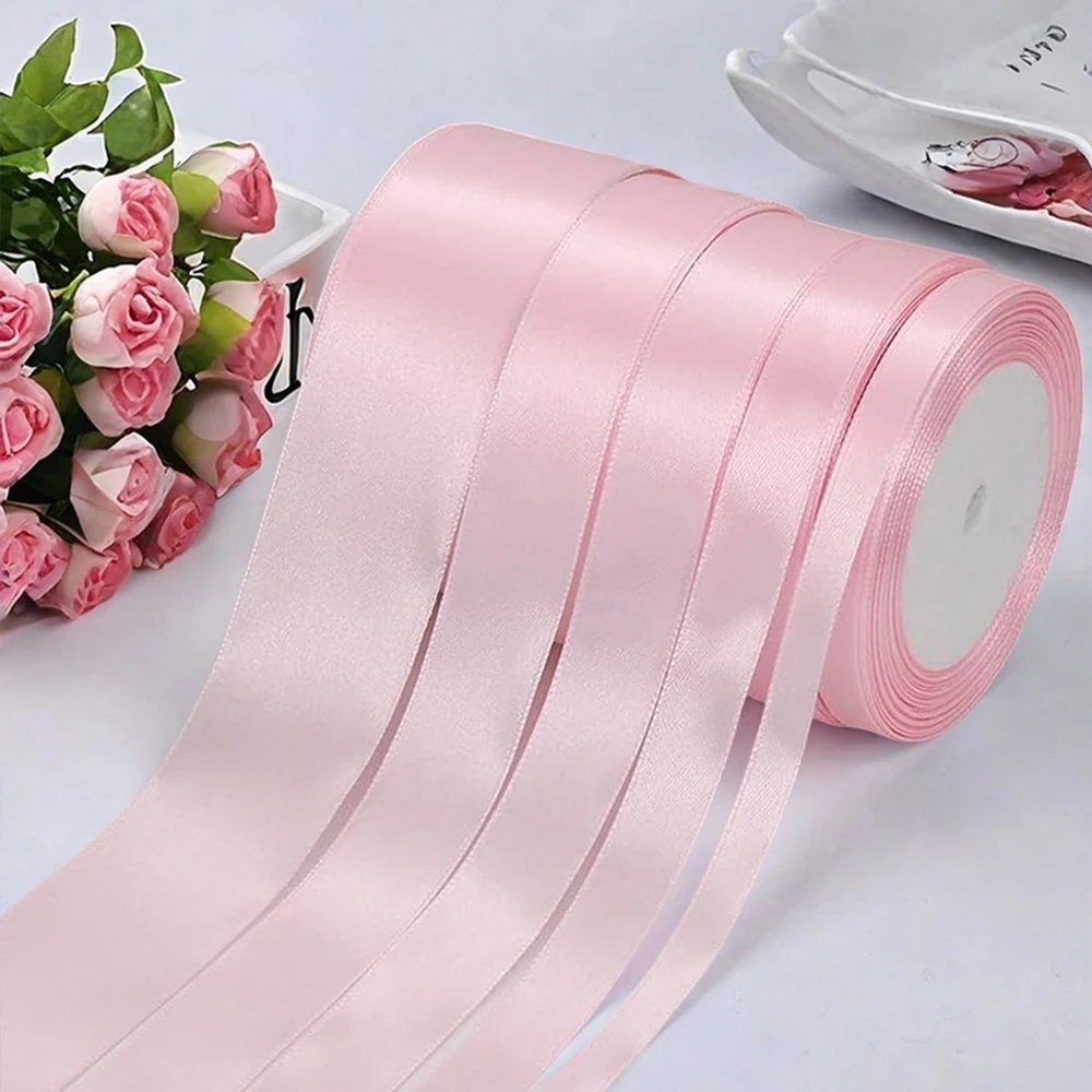 6-50mm Pink Ribbon 25yards/roll Wedding Ribbons Birthday Decor Gift ...