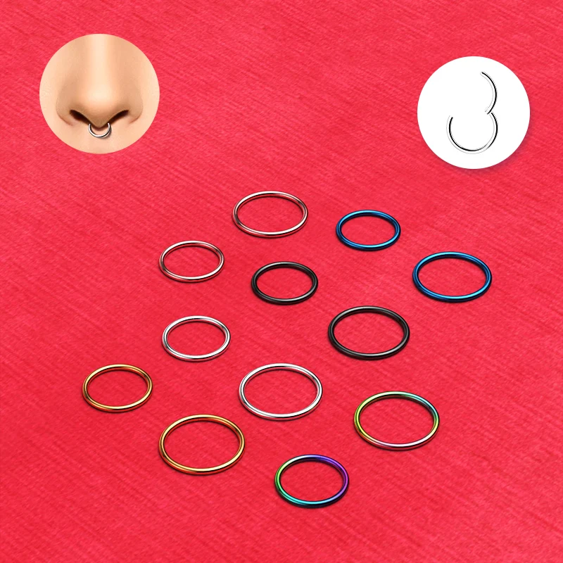 10/50/100PCS G23 Titan Nasenring Punk männer Und frauen Piercing Schmuck Septum Ring Tragus Piercing Mode Ohrringe – Detail 7
