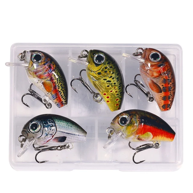 5PCS Micro Crankbait Pocket Mini Lure Fishing Tackle Kits Slow Sinking  Durable Vib Set For Fishing Lovers Children Drop shipping