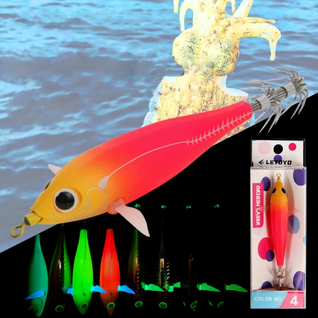 5/1PCS Luminous Squid Lure 10g 83mm Glow Blowing Tube Fishing Hook