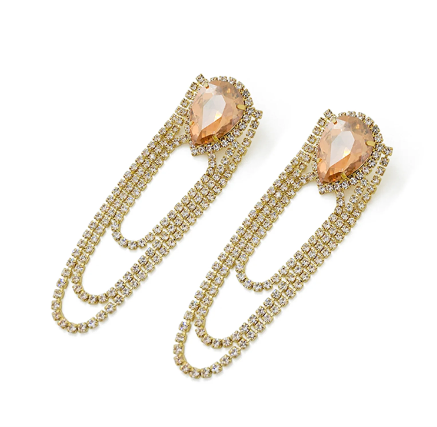 925 silver needle artificial Rhinestone tassel simple wedding party Earrings for women Fashion Jewelry