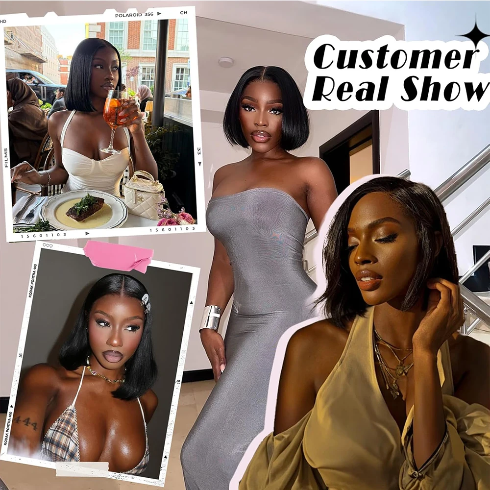 13x4 HD Bone Straight Lace Frontal Bob Wig Human Hair 100% Short Bob Glueless Wig Human Hair 250% Straight Lace Front Bob Wigs