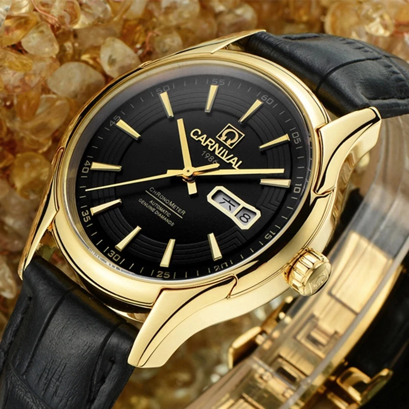 CARNIVAL Mechanical Business Watch for Men Brand Luxury Sapphire Glass Automatic Wrist Watch Men's Waterproof Clock Reloj Hombre