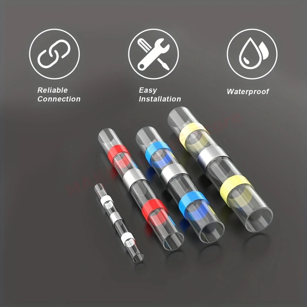 Waterproof Solder Seal Heat Shrink Wire Connectors Electrical Butt Terminals 10AWG-26AWG 50Pcs AWG 12-10 16-14 22-18 26-24 wire connectors wiring connector