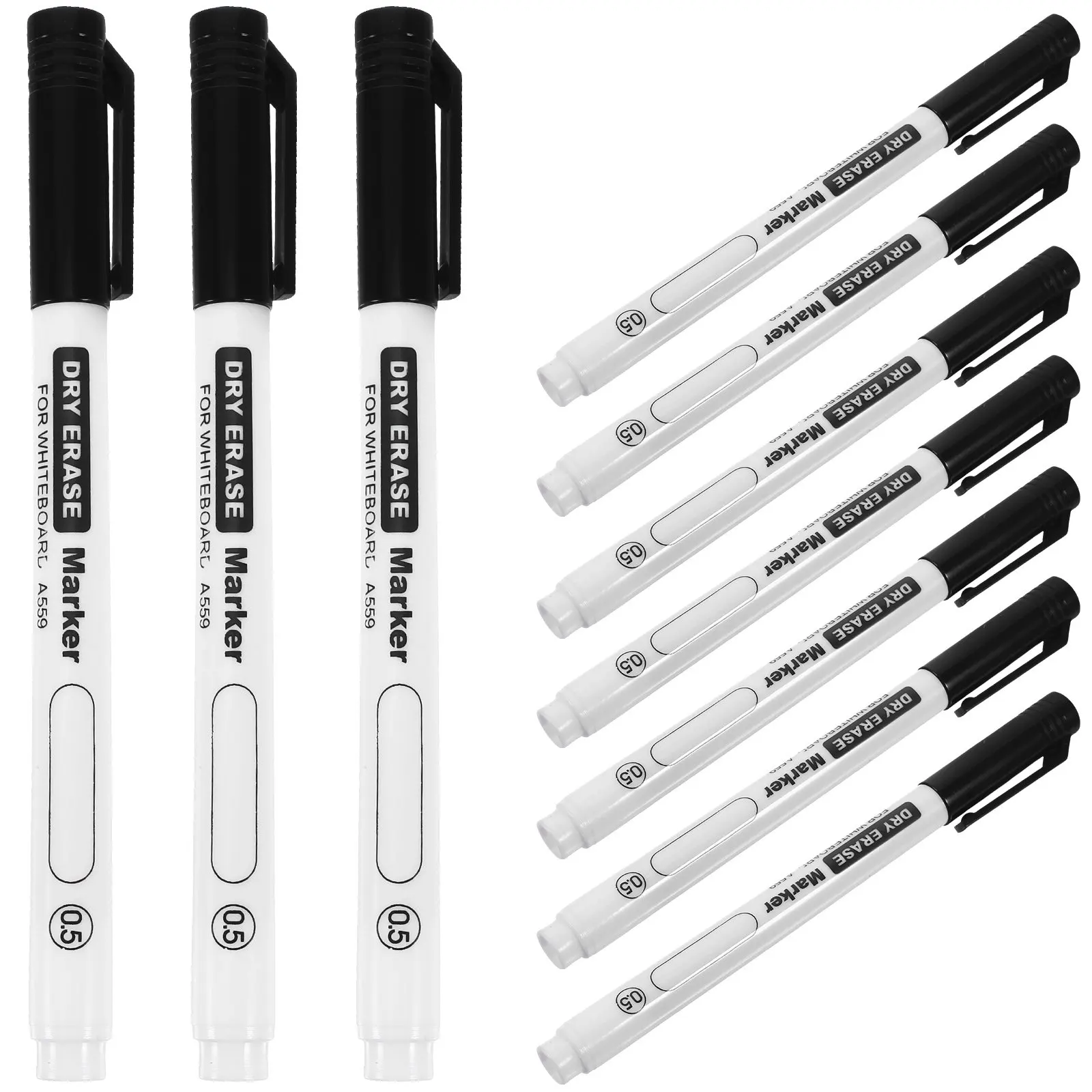 10Pcs 슬림 팁 화이트보드 펜 드라이 지우기 마커 인체공학적 디자인 장기 쓰기 학교 사무실에 적합