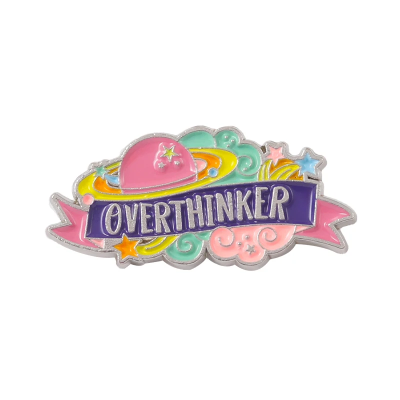Яркие эмалевые заколки Overthinker, значок на лацкан, ювелирные аксессуары Overthinking, подарок для друзей