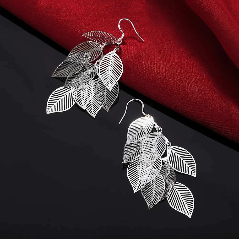 925 Sterling Silver Long Drop Earrings for Woman Silver Jewelry