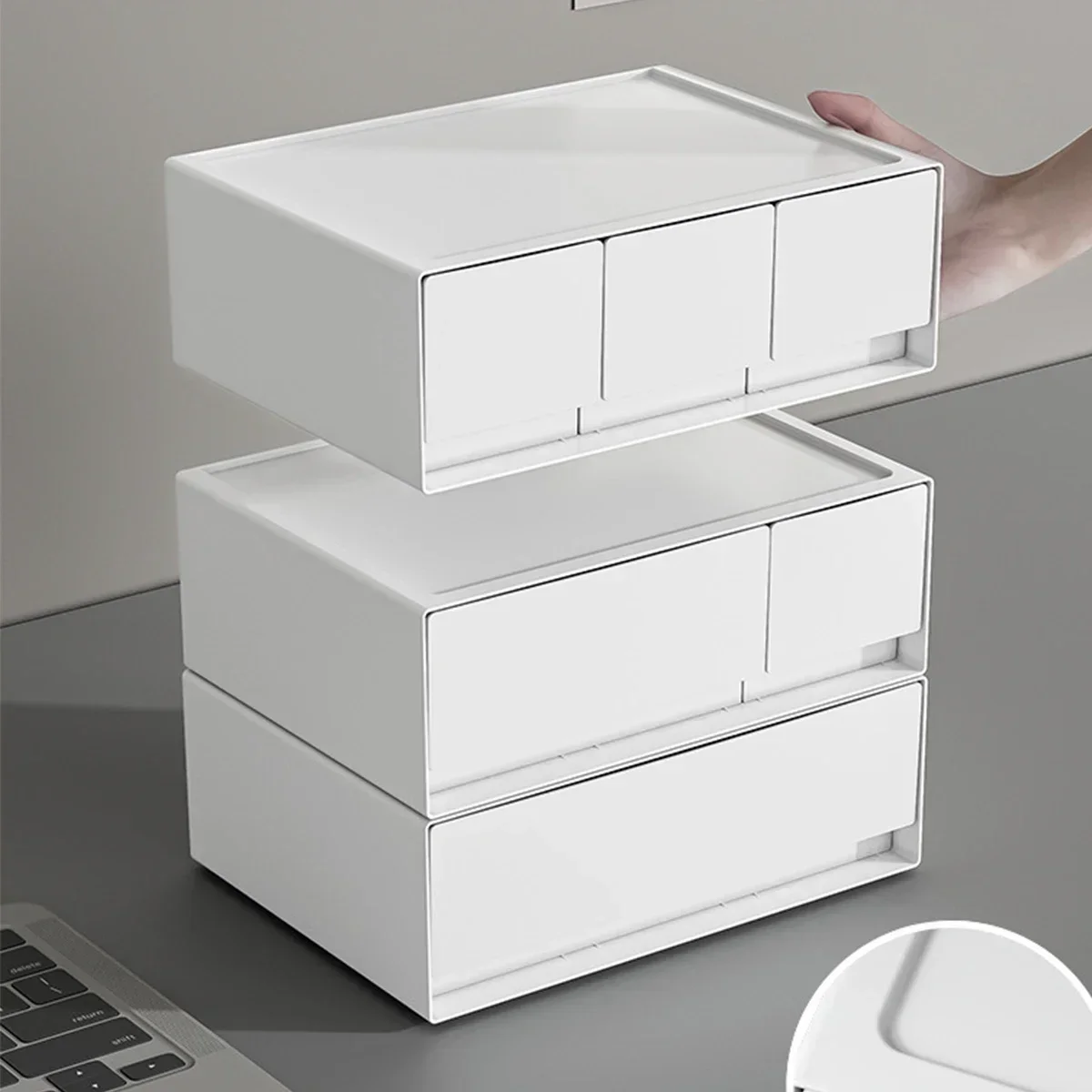 Desktop Storage Box Cosmetics Stackable Drawer Jewelry Containers Organizing Box Bathroom Organizers