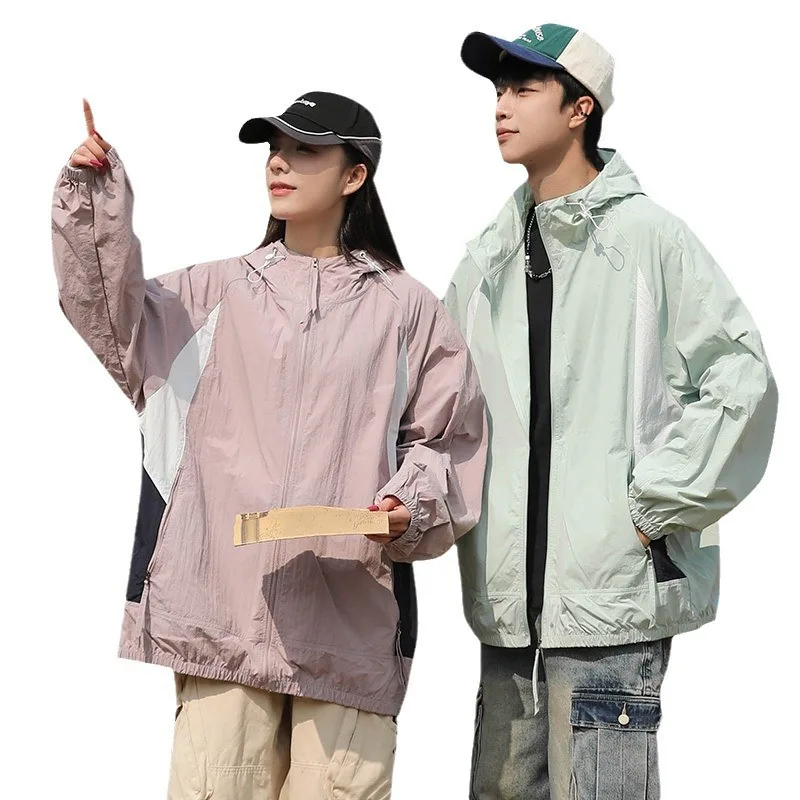 Summer Men's Sun Proof Jacket Lightweight Jackets Oversized Outdoor Casual Running Unisex Windbreaker Jacket