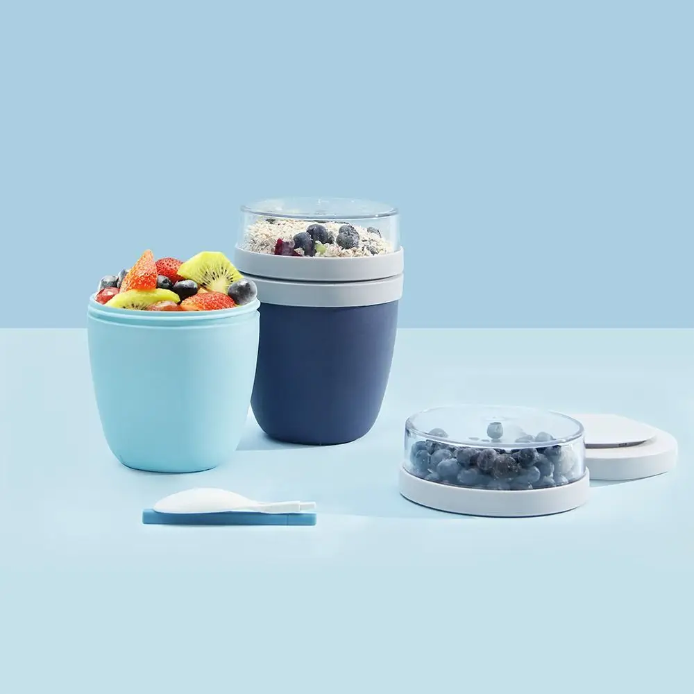 

Plastic Oats Container Travel Accessories With Lid Portable Lunch Box Creative 2 Tier Yogurt Cup School