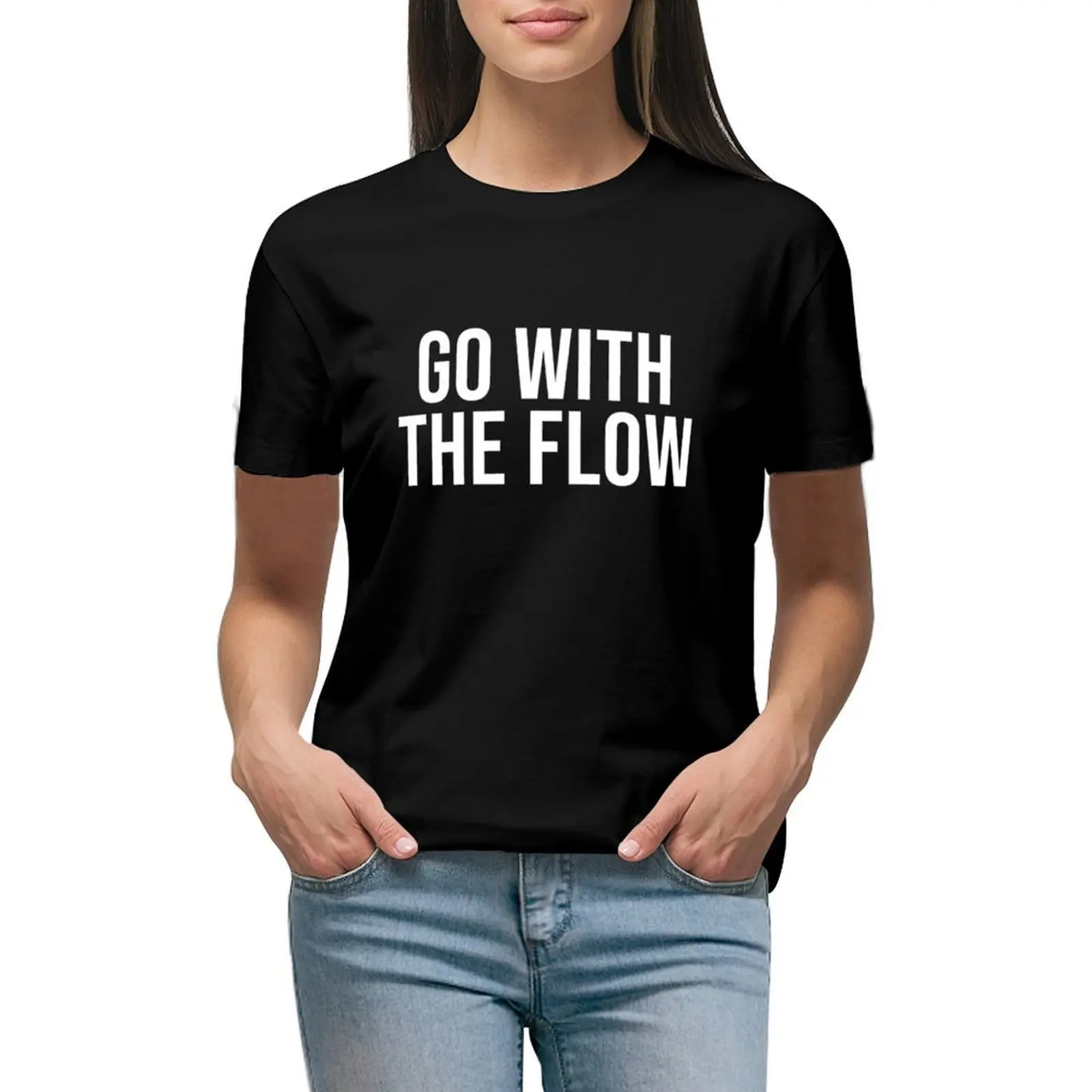 

GO WITH THE FLOW Premium T-shirt plus size tops summer top T-shirt Women