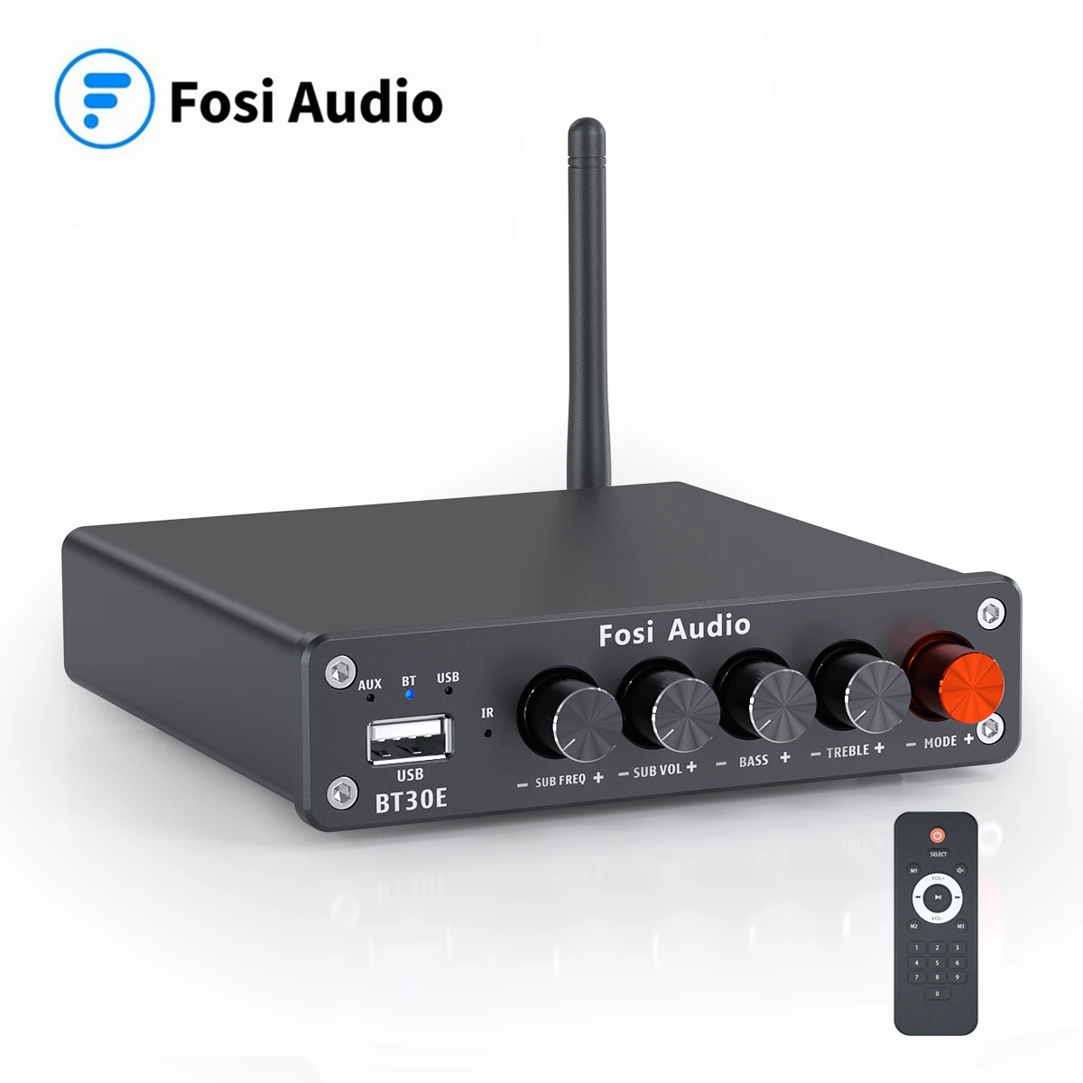 Fosi Audio Bluetooth Power Amplifier U-Disk Player 2.1 Channel BT30E Amplifier Audio Subwoofer For Home Theater 50W x2